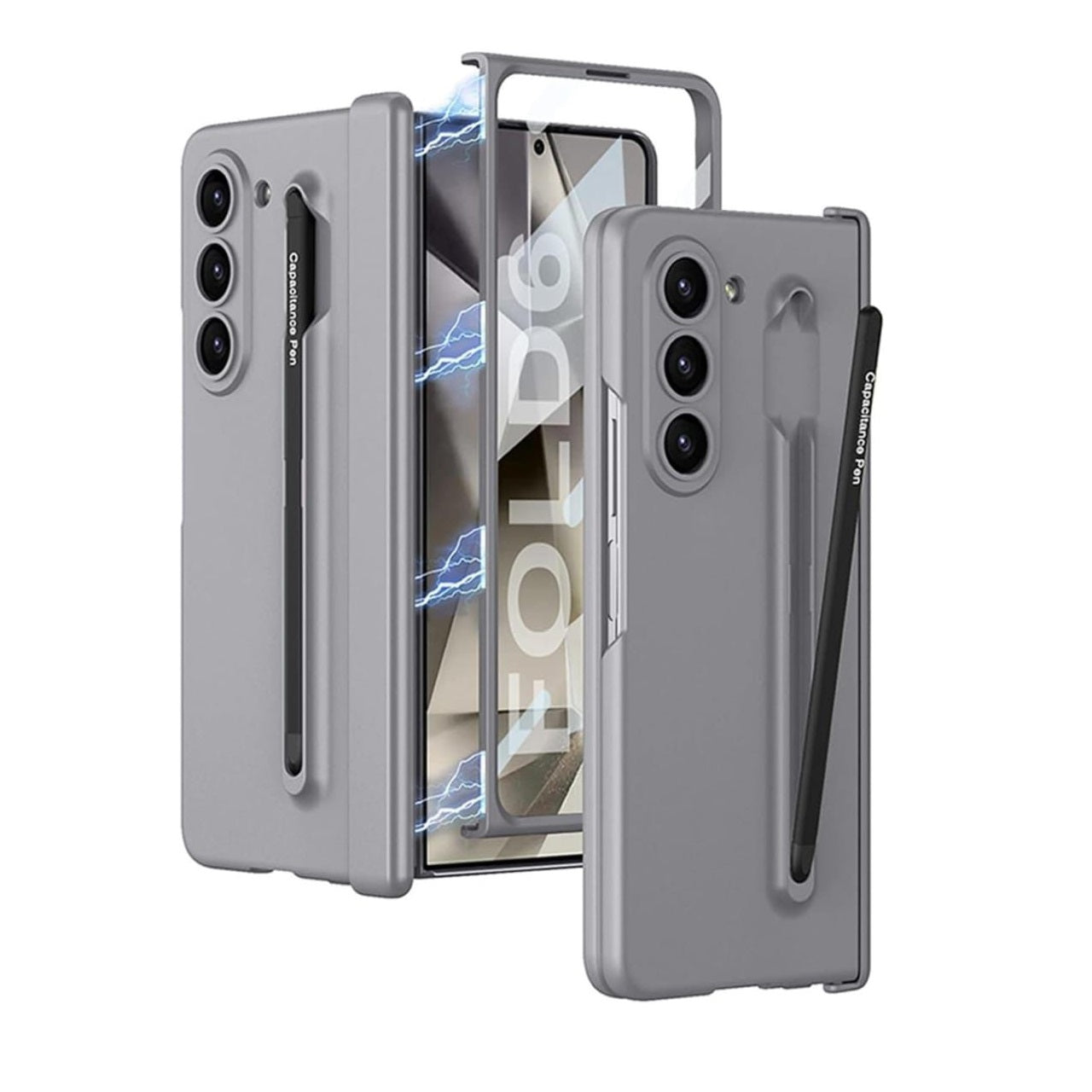 Samsung Galaxy Z Fold 6 GKK Matte Finish Magnetic Hinge Protection with S-Pen Front Glass - Grey